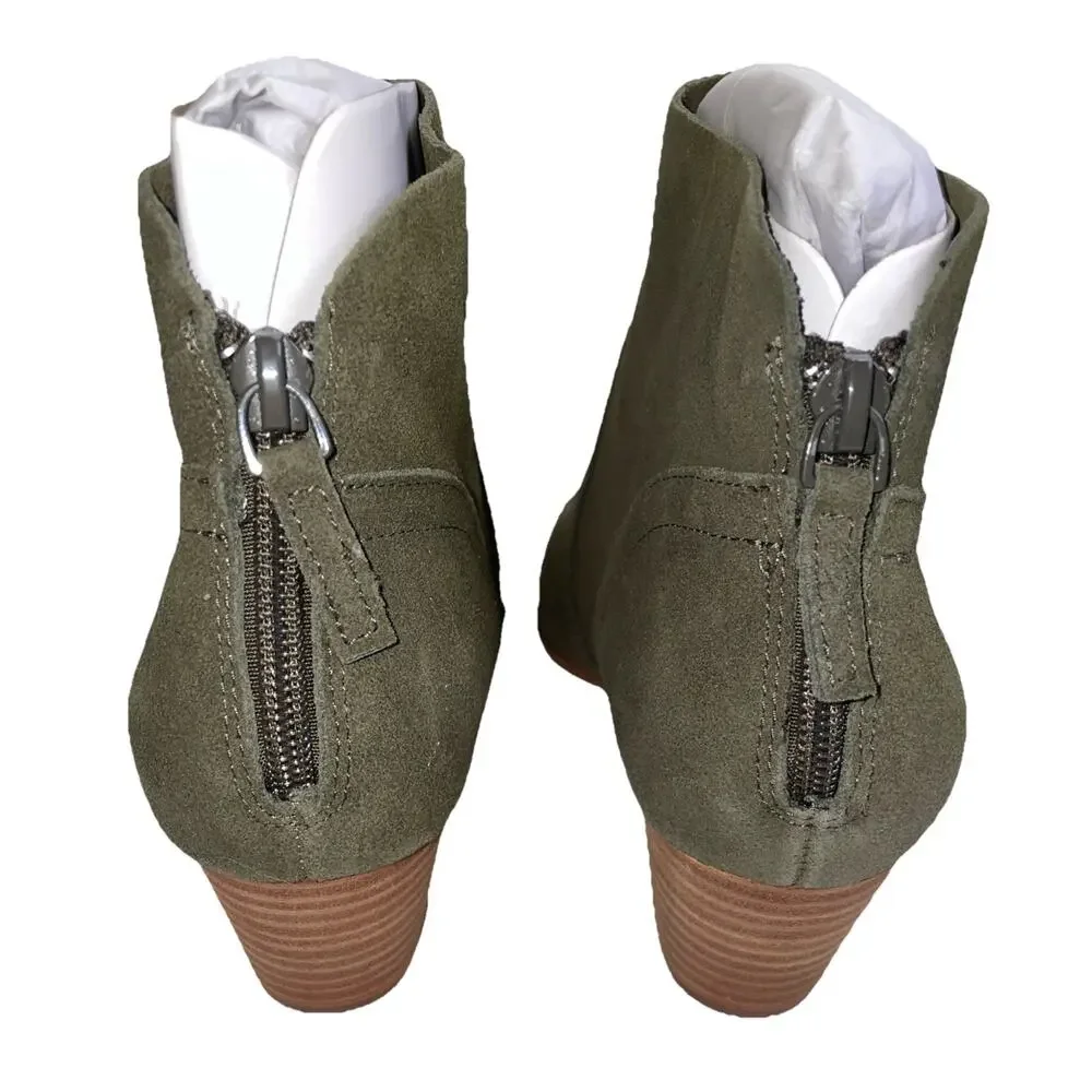 Violet & Red Cupid Bootie Women's 8M Olive Suede Leather